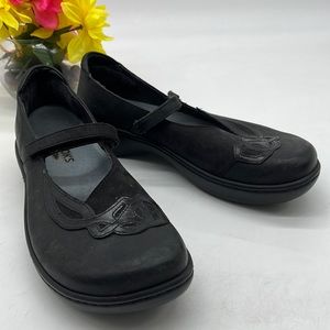 NAOT Black Leather Maryjane Loafers Leather cut out design Size 41 BLO6543F
